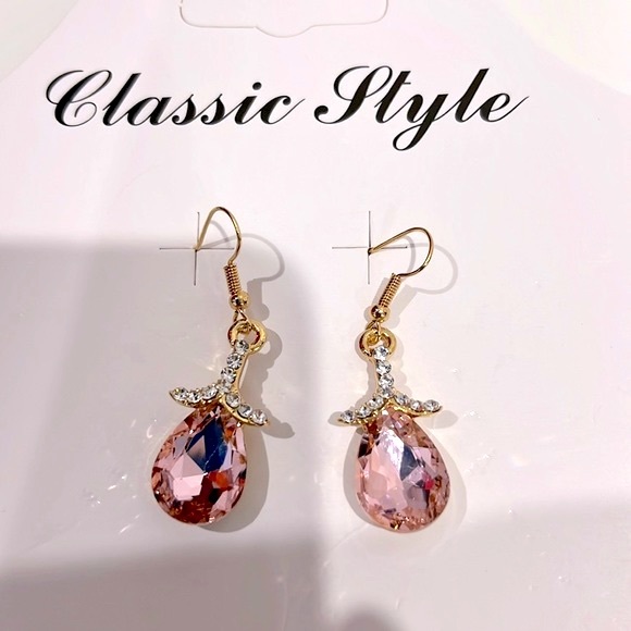 SET NECKLACE & EARRINGS Golden and Pale Pink. Brand New - Picture 3 of 6